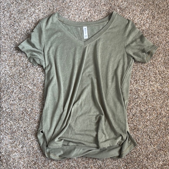 Olive Green V-Neck Women's Top - Picture 1 of 3